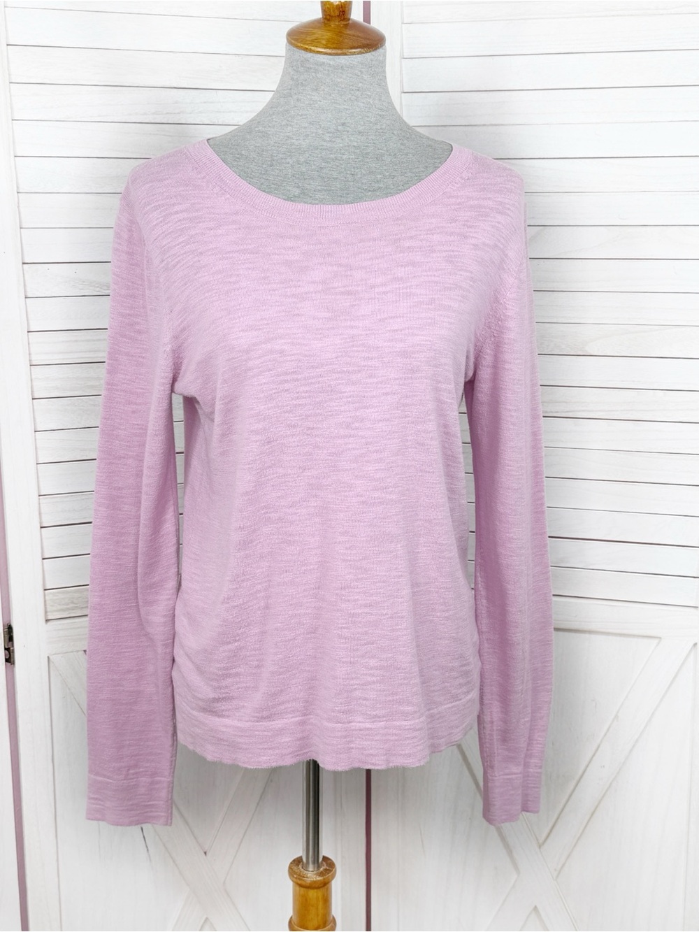 J. Crew Slub Knit Boat Neck Lightweight Sweater Soft Lilac Medium Soft Preppy